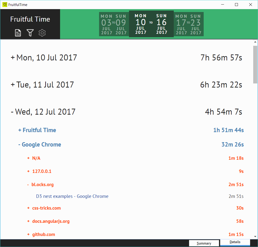 Fruitful Time detailed report